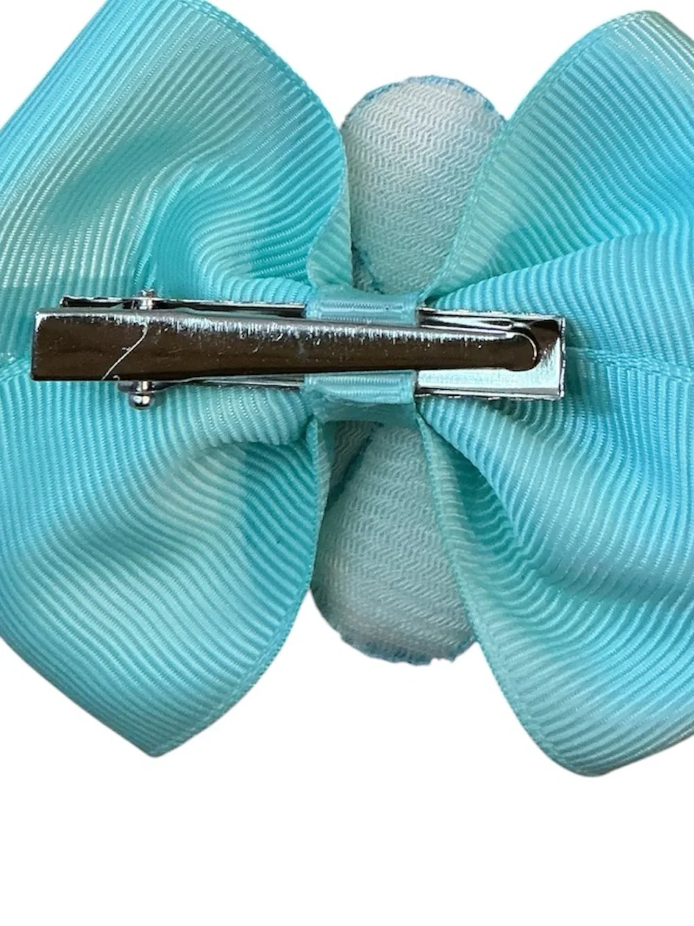 Turquoise Flower Bow Hair Clips with Pink Center - Kids Accessories